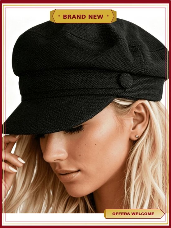 Accessories - Soft Wool-Blend Baker Boy Cap Retro Newsboy Hat Casual Daily Wear